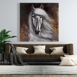 Toile 48 x 48 - Fier cheval blanc