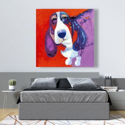 Toile 48 x 48 - Chien basset abstrait et coloré