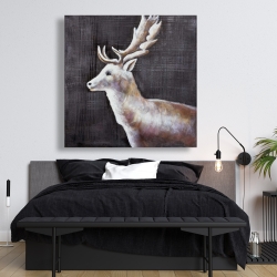 Toile 48 x 48 -  vue de profil de cerf dans le noir