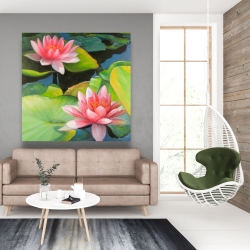 Canvas 48 x 48 - Water lilies and lotus flowers