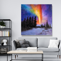 Canvas 48 x 48 - Aurora borealis in the forest