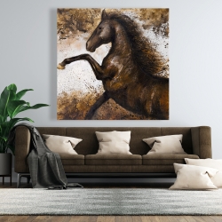 Toile 48 x 48 - Cheval ruant dans la terre