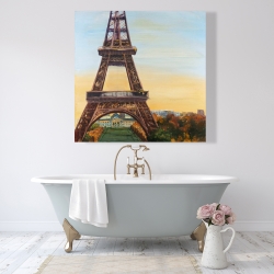 Toile 48 x 48 - Tour eiffel à l'aube