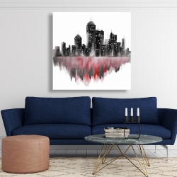 Canvas 48 x 48 - Red watercolor cityscape