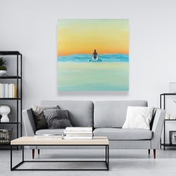 Canvas 48 x 48 - A surfer swimming by dawn