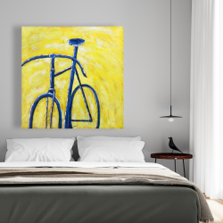 Toile 48 x 48 - Bicyclette bleue sur fond jaune