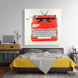 Toile 48 x 48 - Machine à écrire rouge