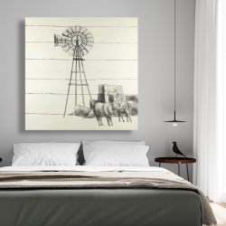 Toile 48 x 48 - Vieux moulin à vent vintage du texas