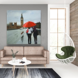 Toile 48 x 48 - Britanniques sous un parapluie devant le big ben