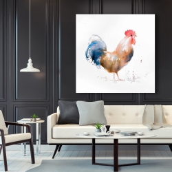 Canvas 48 x 48 - Rooster watercolor style