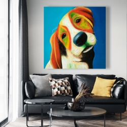 Toile 48 x 48 - Chien beagle coloré