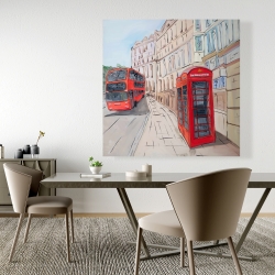 Toile 48 x 48 - Bus de londres et cabine téléphonique