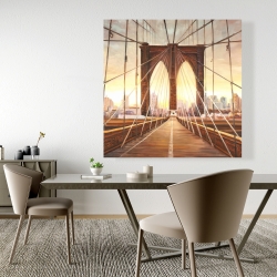 Toile 48 x 48 - Coucher de soleil sur le pont de brooklyn