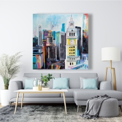 Toile 48 x 48 - Paysage urbain coloré de manhattan