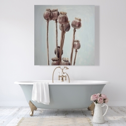 Canvas 48 x 48 - Sepia poppy head plants