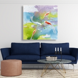 Toile 48 x 48 - Poissons koï dans une eau colorée