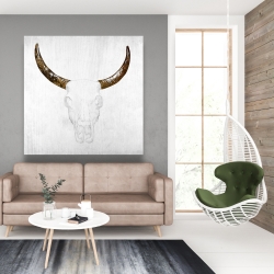 Canvas 48 x 48 - Bull skull with brown horns