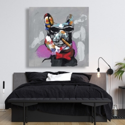 Toile 48 x 48 -  bulldog abstrait avec un cigare