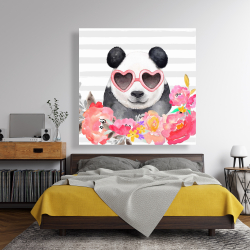 Toile 48 x 48 - Panda à lunette en forme de coeur