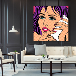 Canvas 48 x 48 - Pop art style lady on phone