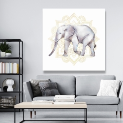 Toile 48 x 48 - éléphant sur mandalas