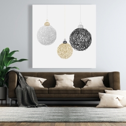 Toile 48 x 48 - Trois boules de noël