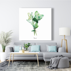 Canvas 48 x 48 - Tied up basil leaves bundle - en