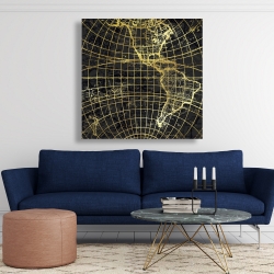 Toile 48 x 48 - Globe terrestre doré et noir