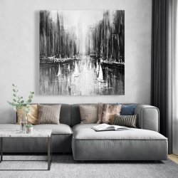 Canvas 48 x 48 - Grayscale boats on the water
