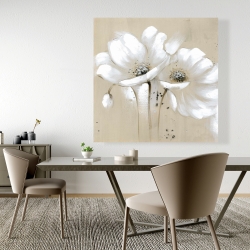 Canvas 48 x 48 - White abstract wild flowers