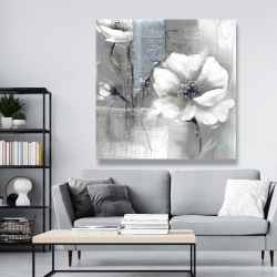 Canvas 48 x 48 - Monochrome and silver flowers