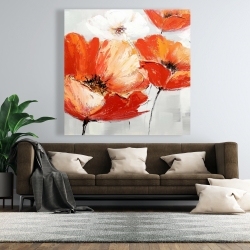 Canvas 48 x 48 - Red wild flowers in the wind