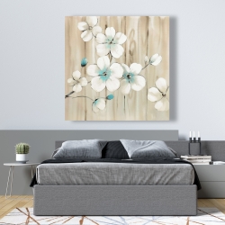 Toile 48 x 48 - Fleurs de cerisier blanche sur bois