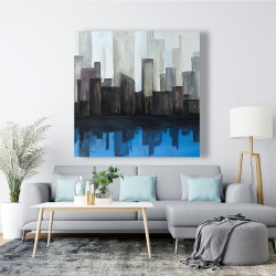 Toile 48 x 48 - Vue d'une ville bleue