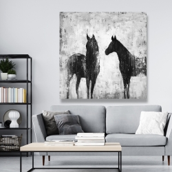 Canvas 48 x 48 - Black and white horses