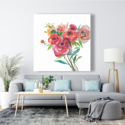 Toile 48 x 48 - Bouquet de fleurs à l'aquarelle