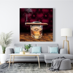 Canvas 48 x 48 - Scotch on ice with a cigar