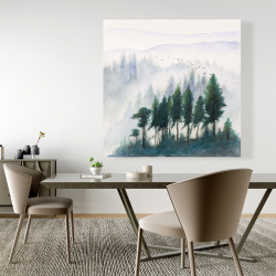 Canvas 48 x 48 - Mountains landscape in watercolor