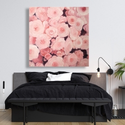 Toile 48 x 48 - Champ de fleurs roses