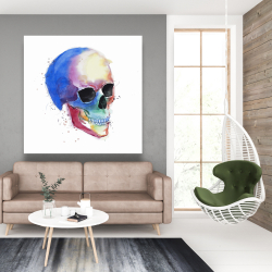 Toile 48 x 48 - Profil de crâne coloré aquarelle