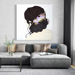 Canvas 48 x 48 - Woman from behind with pink flowers