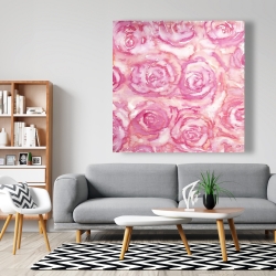 Toile 48 x 48 - Bouquet de roses en aquarelle