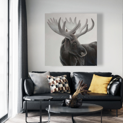 Canvas 48 x 48 - Grayscale moose profile