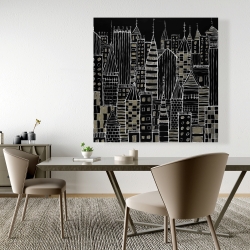 Toile 48 x 48 - Ville illustrative noir