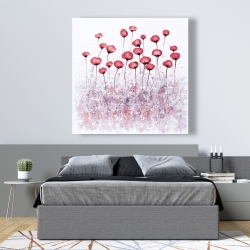 Toile 48 x 48 - Fleurs rose dans un champ