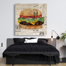 Toile 48 x 48 - Cheeseburger tout garnis style vintage