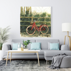 Canvas 48 x 48 - Riding in the woods by bicycle