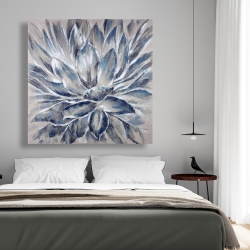 Toile 48 x 48 - Fleur grise et bleue