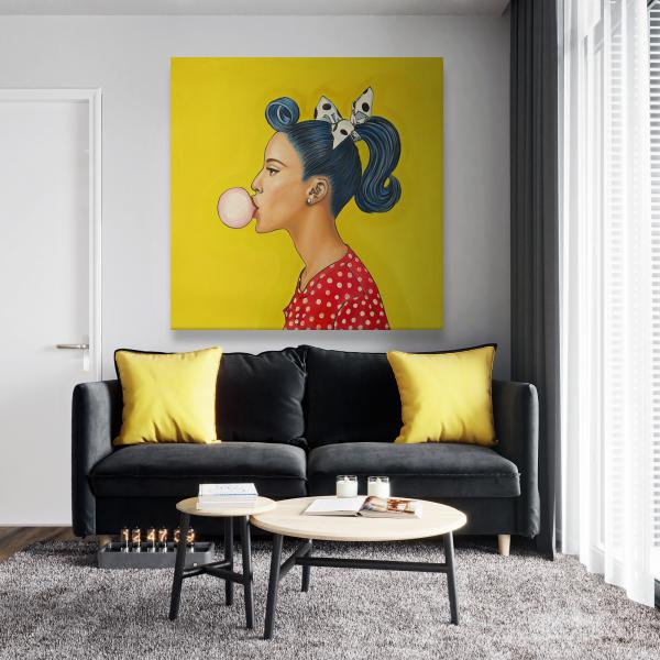 Canvas 48 x 48 - Retro woman with beautiful ponytail