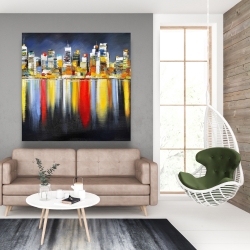 Canvas 48 x 48 - Colorful reflection of a cityscape by night